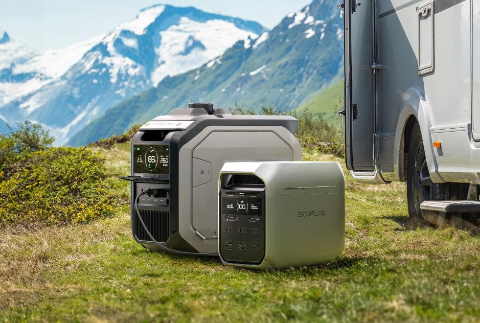 Portable generator charging in an outdoor setting, essential for emergency preparedness and survival scenarios.
